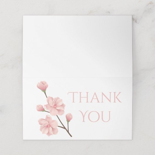 Bloemen Dank u Roze Kersenbloesem Bloem Feest Plaatskaartje (Buitenkant ongevouwen)