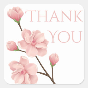 Bloemen Dank u Roze Kersenbloesem Bloem Feest Vierkante Sticker