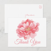 Bloemen Dank u roze pioenbloemen pioenen Briefkaart (Voorkant / Achterkant)