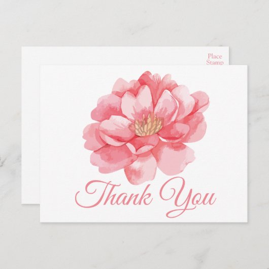 Bloemen Dank u roze pioenbloemen pioenen Briefkaart (Voorkant / Achterkant)