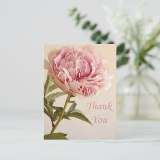 Bloemen Dank u roze pioenroos bloem Briefkaart (Staand voorkant)