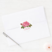 Bloemen dank u roze roos bloem bruiloft hart sticker (Envelop)
