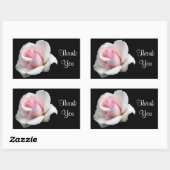 Bloemen Dank u Roze Roze Bloem Zwart Rozen Rechthoekige Sticker (Vel)