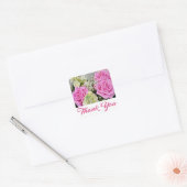 Bloemen Dank u Roze Roze Bloemen - Bruiloft Vierkante Sticker (Envelop)