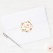 Bloemen Dank u Sinaasappel en groene bloemen Ronde Sticker (Envelop)