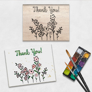 Bloemen + Dank u Stempel voor het Kleuren of het S