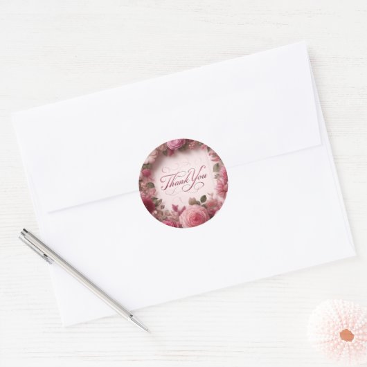 Bloemen Dank u sticker (Envelop)