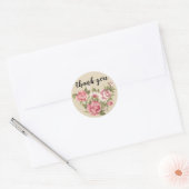 Bloemen Dank u sticker - Personaliseer tekst, rond (Envelop)
