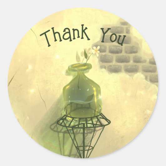 Bloemen Dank u Sticker Ronde Label Groen (Voorkant)