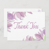 Bloemen Dank u Waterverf Paarse Bloem Briefkaart (Voorkant / Achterkant)