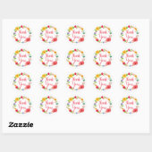 Bloemen dank u Waterverf roze rode bloemkrans Ronde Sticker (Vel)