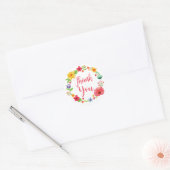 Bloemen dank u Waterverf roze rode bloemkrans Ronde Sticker (Envelop)