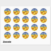 Bloemen dank u zonnebloem geel bloem bruiloft ronde sticker (Vel)