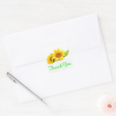 Bloemen Dank u Zonnebloem Geel Bloem Groen Vierkante Sticker (Envelop)