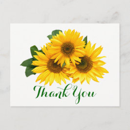 Bloemen Dank u Zonnebloem Geel & Groene Bloemen Briefkaart