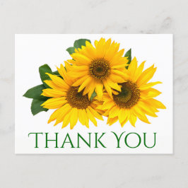 Bloemen Dank u Zonnebloem Geel & Groene Bloemen Briefkaart