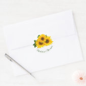 Bloemen Dank u Zonnebloemen Geel & Groen Bruiloft Ronde Sticker (Envelop)