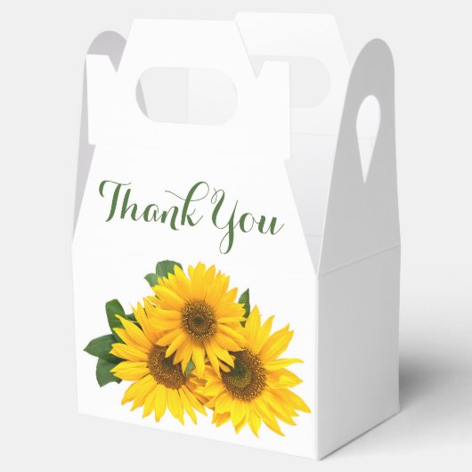 Bloemen Dank u Zonnebloemen Geel & Groene Bloemen Bedankdoosjes (Geopend)