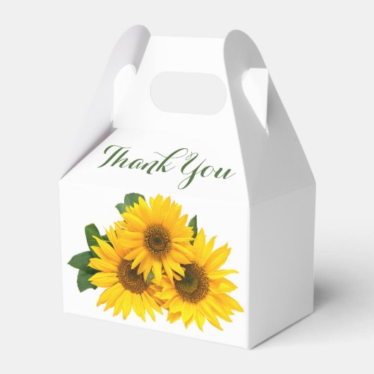 Bloemen Dank u Zonnebloemen Geel & Groene Bloemen Bedankdoosjes (Voorkant Zijde)