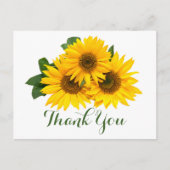 Bloemen Dank u Zonnebloemen Geel & Groene Bloemen Briefkaart (Voorkant)