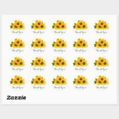 Bloemen Dank u Zonnebloemen Geel & Groene Bloemen Ronde Sticker (Vel)