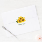 Bloemen Dank u Zonnebloemen Geel & Groene Bloemen Ronde Sticker (Envelop)
