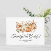 Bloemen Dankbare en dankbare Thanksgiving Feestdagenkaart (Staand voorkant)