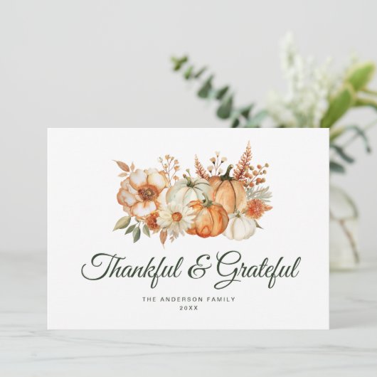 Bloemen Dankbare en dankbare Thanksgiving Feestdagenkaart (Staand voorkant)