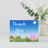 Bloemen Dankjewel Daisy Butterfly Wildflowers Briefkaart (Staand voorkant)