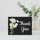 Bloemen Dankjewel Witte Daisy Flower Daisies Zwart Briefkaart (Staand voorkant)