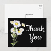Bloemen Dankjewel Witte Daisy Flower Daisies Zwart Briefkaart (Voorkant / Achterkant)