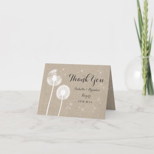 Bloemen Dankjewelkaart van jute Bedankkaart (Voorkant)
