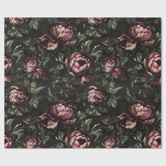  Bloemen Dark Floral Barok Fine Art Cadeaupapier (Vlak)
