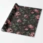 Bloemen Dark Floral Barok Fine Art Cadeaupapier (Uitgerold)