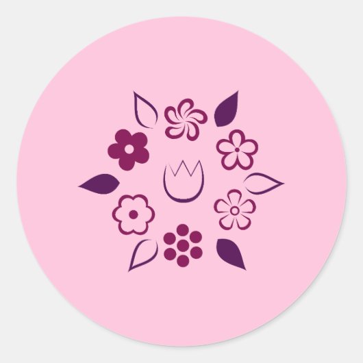 Bloemen Dark Maroon Spring Flower Ronde Sticker (Voorkant)