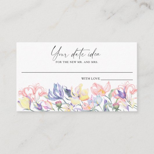 Bloemen - Date nacht ideeën \ Date jar Informatiekaartje (Voorkant)