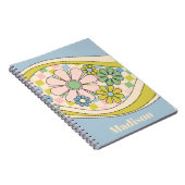 Bloemen Daydream Retro 60s pastel geruit patroon Notitieboek (Rechterzijde)