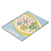Bloemen Daydream Retro 60s pastel geruit patroon Notitieboek (Linkerzijde)