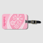 Bloemen Daydream Retro 60s roze pastel gepersonali Bagagelabel (Voorkant (horizontaal))