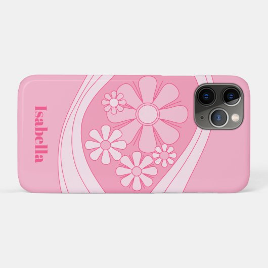Bloemen Daydream Retro 60s roze pastel gepersonali Case-Mate iPhone Case (Achterkant (horizontaal))