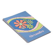 Bloemen Daydream Retro Bloem 60s 70s gepersonalise Notitieboek (Rechterzijde)
