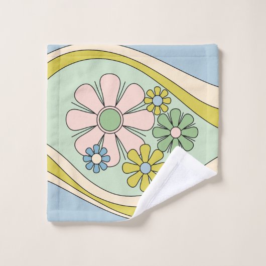 Bloemen Daydream Retro Bloem 60s 70s Pastel Washandje (Wasdoekje)