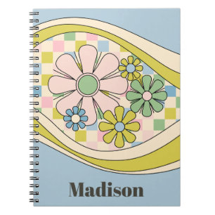 Bloemen Daydream Retro Bloem Gecontroleerd 60s Pas Notitieboek