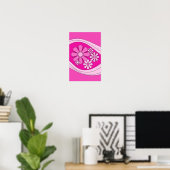 Bloemen Daydream Retro Hot Pink 60s Bloemen Poster (Thuiskantoor)