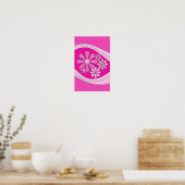 Bloemen Daydream Retro Hot Pink 60s Bloemen Poster (Keuken)
