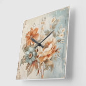 Bloemen  deco vierkante klok (Hoek)