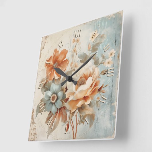 Bloemen  deco vierkante klok (Hoek)