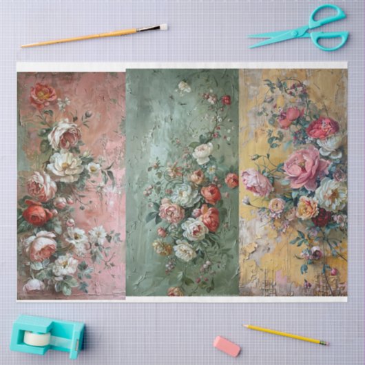 Bloemen Decopauge papier voor breadboards. (Craft)