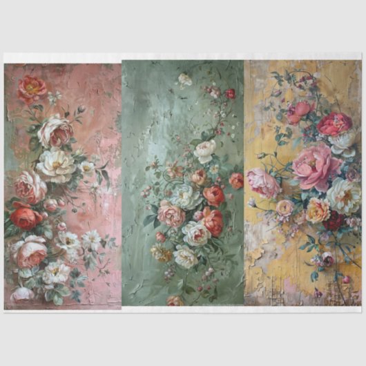 Bloemen Decopauge papier voor breadboards. (Voorkant)