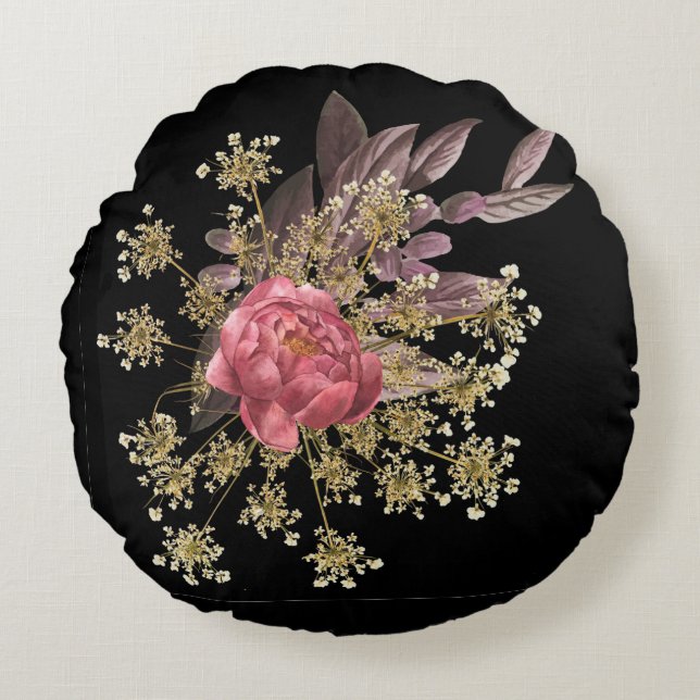bloemen decoratie werkkussen rond kussen (Voorkant)
